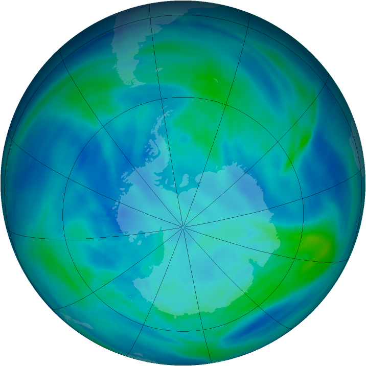 Antarctic ozone map for 08 April 2007